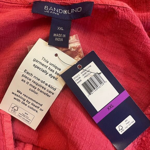NWT Bandolino jeans Ruby Sky muted Red Priscilla  Top size XXL - Picture 3 of 4